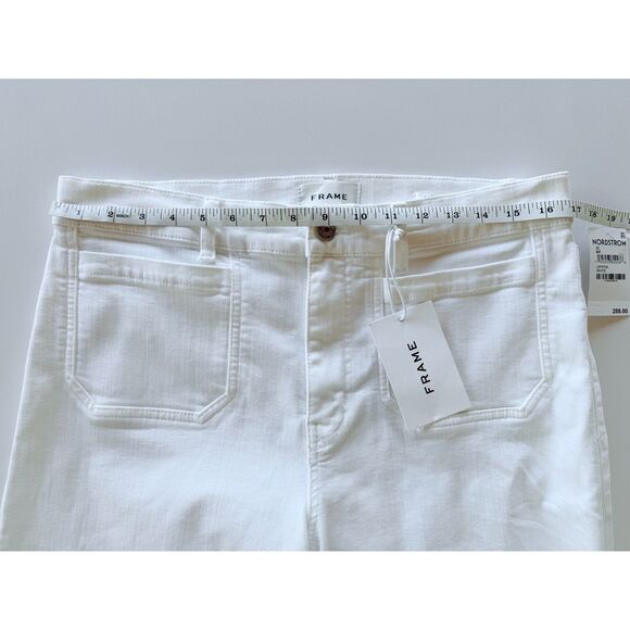 NWT FRAME Denim Le Slim Palazzo High Rise Wide Leg Flare Jeans in White Size 32 - Picture 15 of 15